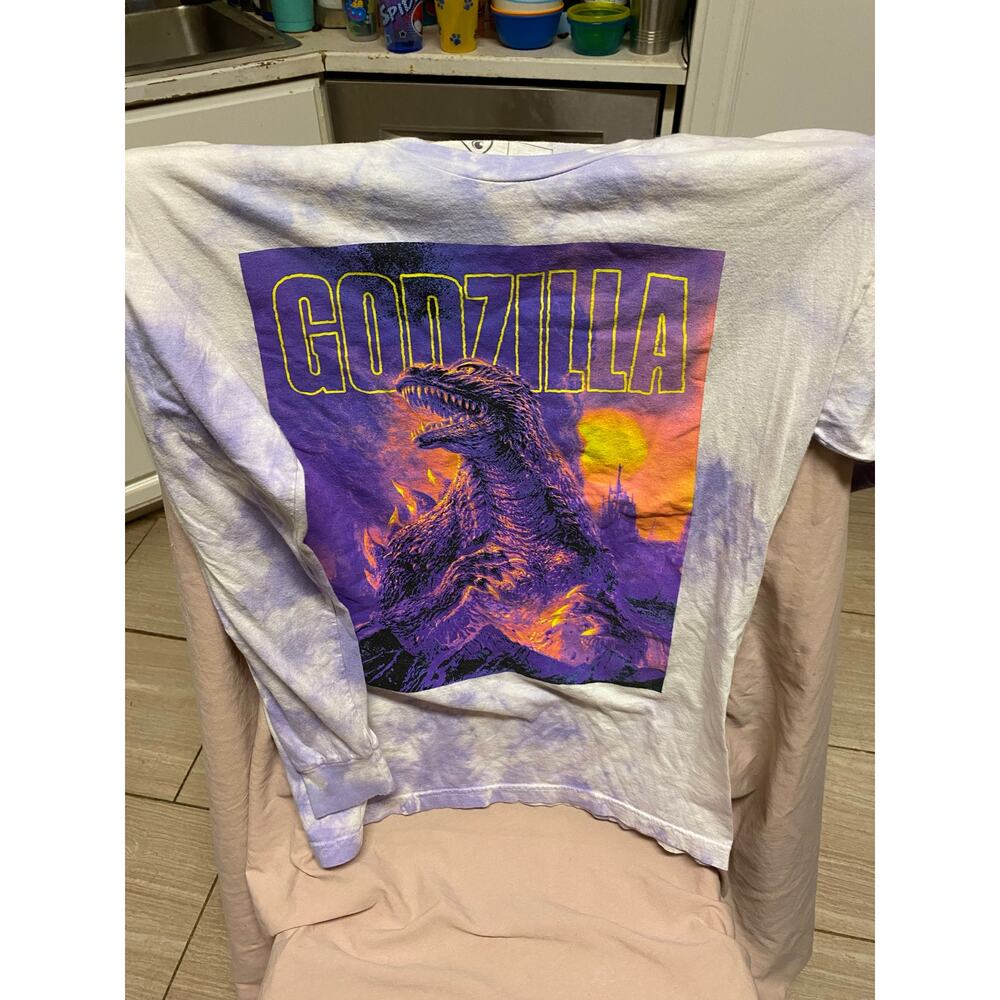 Purple Tie-Dye Crunchy Roll Godzilla Long Sleeve Shirt Size Medium